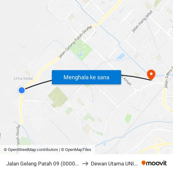 Jalan Gelang Patah 09 (0000462) to Dewan Utama UNISEL map