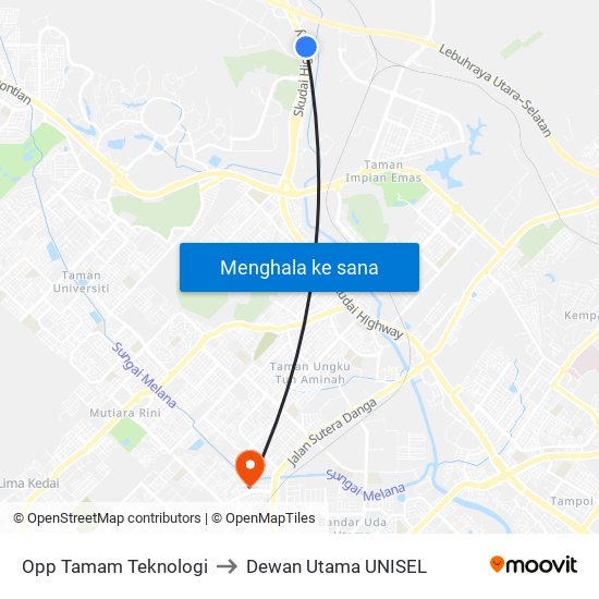 Opp Tamam Teknologi to Dewan Utama UNISEL map