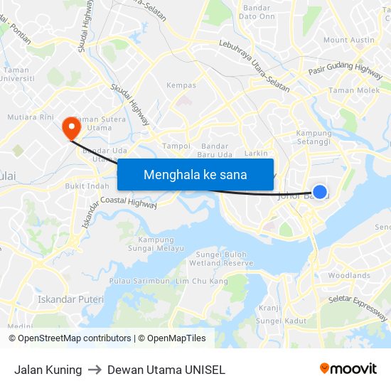 Jalan Kuning to Dewan Utama UNISEL map