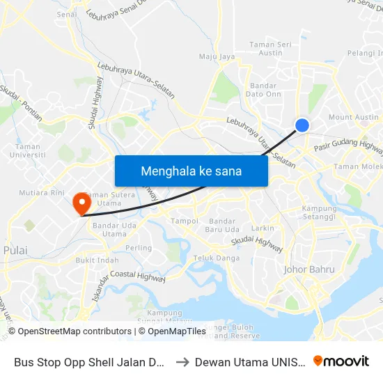 Bus Stop Opp Shell Jalan Daya to Dewan Utama UNISEL map