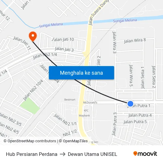 Hub Persiaran Perdana to Dewan Utama UNISEL map