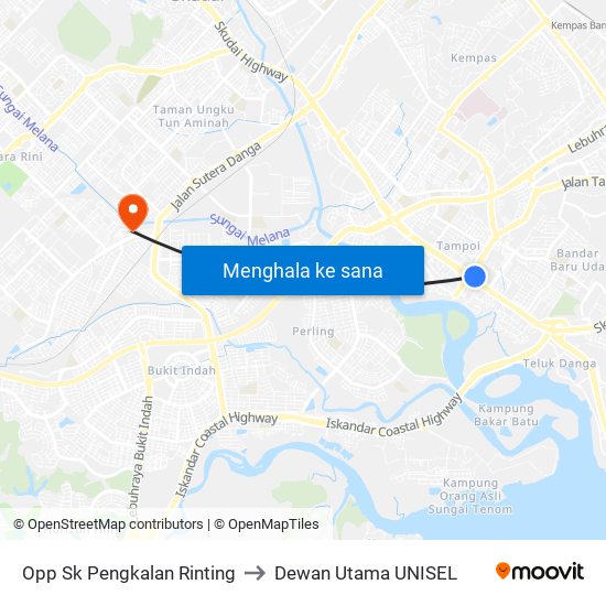 Opp Sk Pengkalan Rinting to Dewan Utama UNISEL map