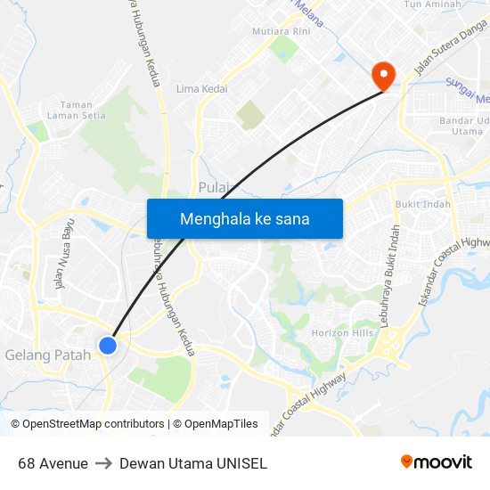 68 Avenue to Dewan Utama UNISEL map