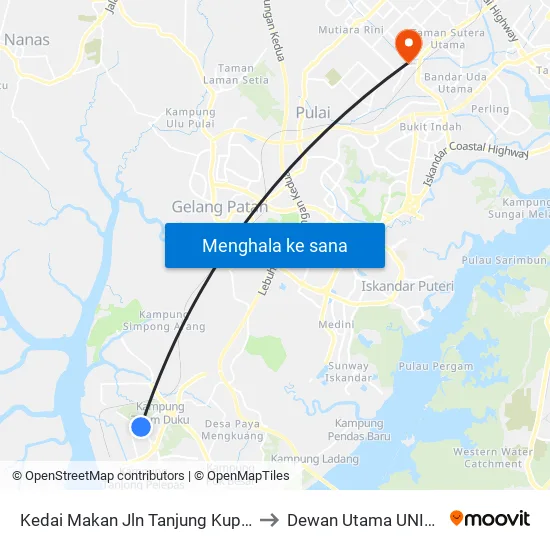 Kedai Makan Jln Tanjung Kupang to Dewan Utama UNISEL map