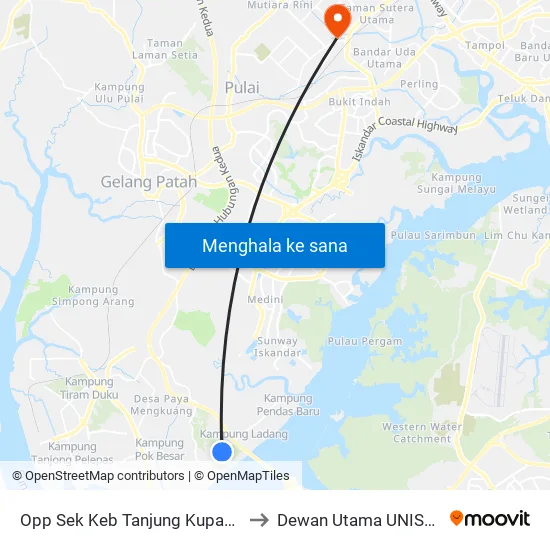 Opp Sek Keb Tanjung Kupang to Dewan Utama UNISEL map