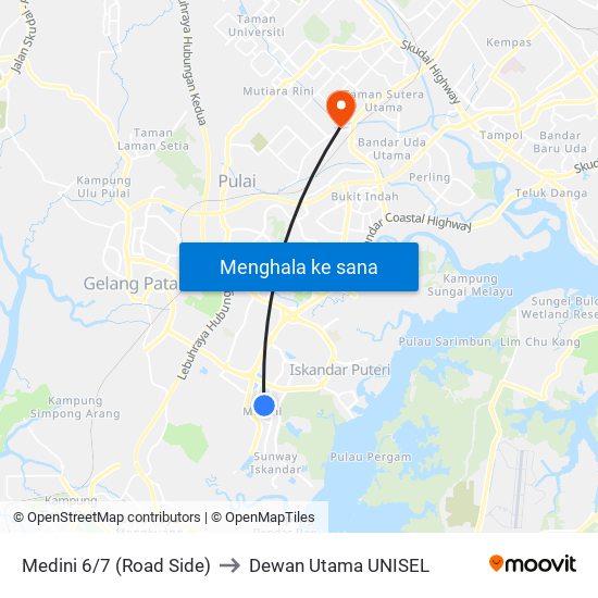 Medini 6/7 (Road Side) to Dewan Utama UNISEL map