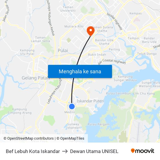 Bef Lebuh Kota Iskandar to Dewan Utama UNISEL map