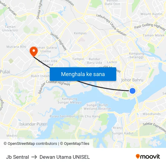 Jb Sentral to Dewan Utama UNISEL map