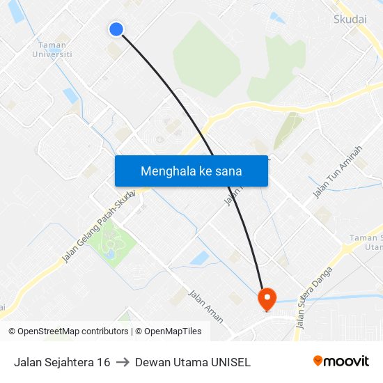 Jalan Sejahtera 16 to Dewan Utama UNISEL map