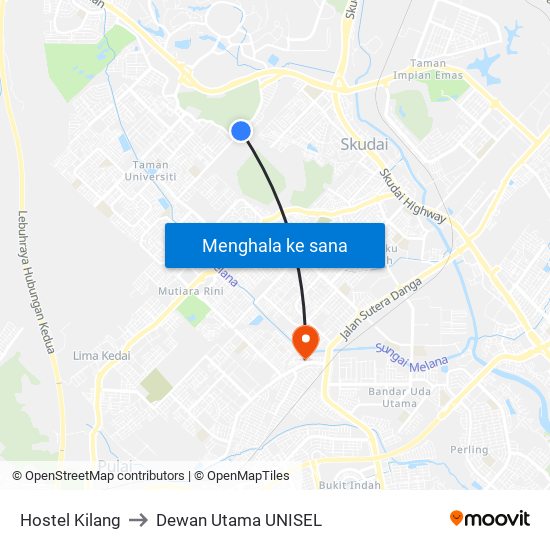 Hostel Kilang to Dewan Utama UNISEL map