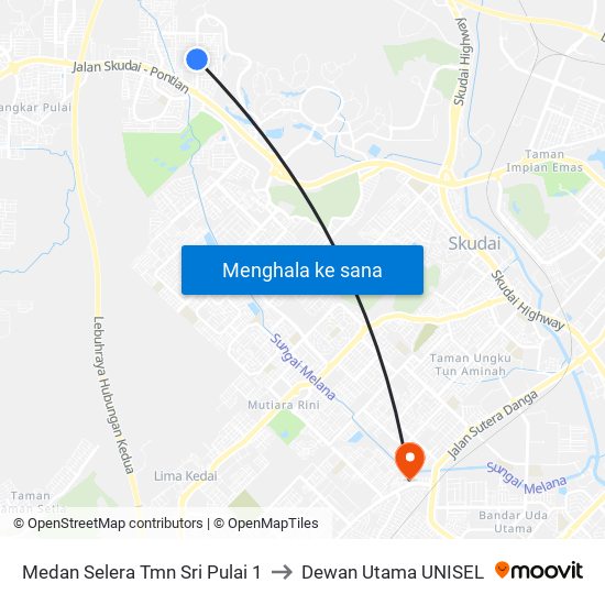 Medan Selera Tmn Sri Pulai 1 to Dewan Utama UNISEL map