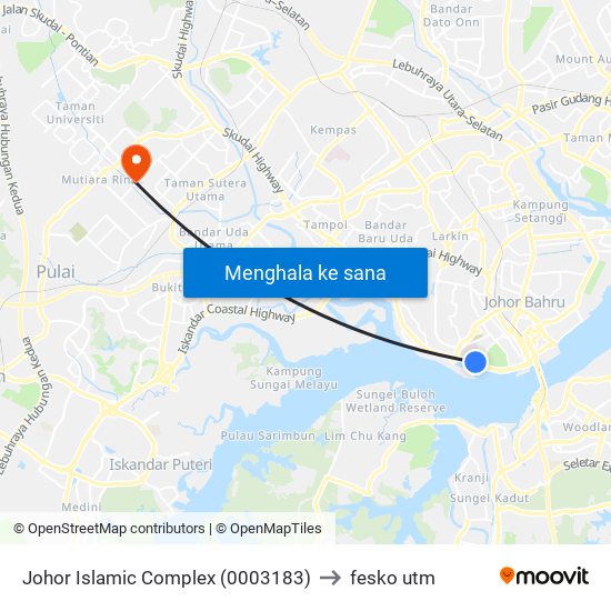 Johor Islamic Complex (0003183) to fesko utm map