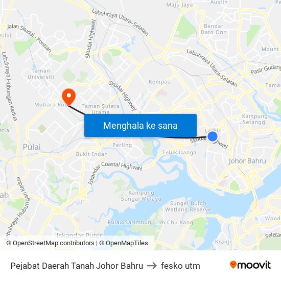 Pejabat Daerah Tanah Johor Bahru to fesko utm map