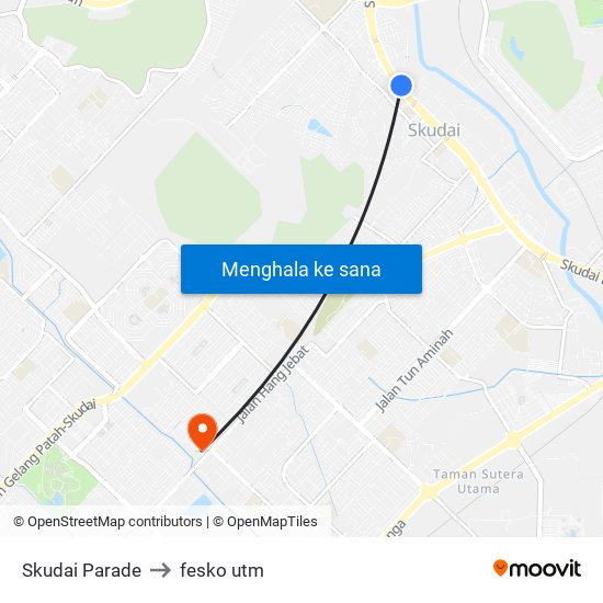 Skudai Parade to fesko utm map