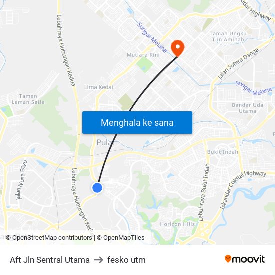 Aft Jln Sentral Utama to fesko utm map