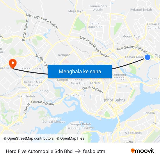 Taman Saujana to fesko utm map