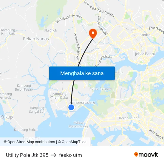 Utility Pole Jtk 395 to fesko utm map