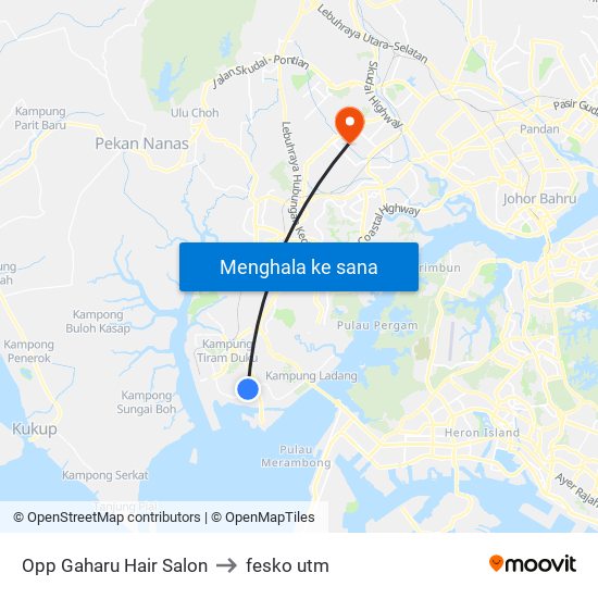 Opp Gaharu Hair Salon to fesko utm map