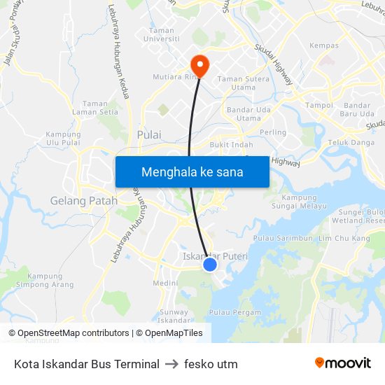 Kota Iskandar Bus Terminal to fesko utm map