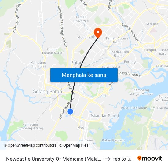 Newcastle University Of Medicine (Malaysia) to fesko utm map