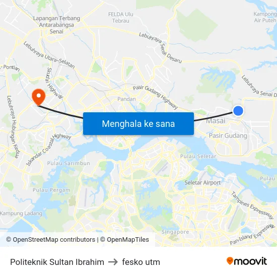 Politeknik Sultan Ibrahim to fesko utm map