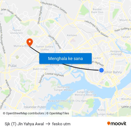 Sjk (T) Jln Yahya Awal to fesko utm map