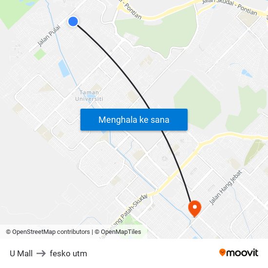 U Mall to fesko utm map