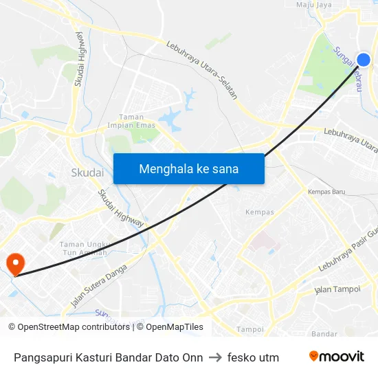Pangsapuri Kasturi Bandar Dato Onn to fesko utm map