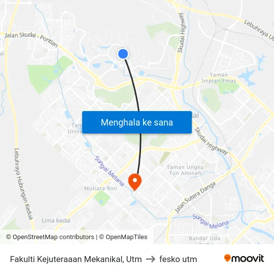 Fakulti Kejuteraaan Mekanikal, Utm to fesko utm map