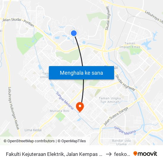 Fakulti Kejuteraan Elektrik, Jalan Kempas 1 (No Bus Stand) to fesko utm map