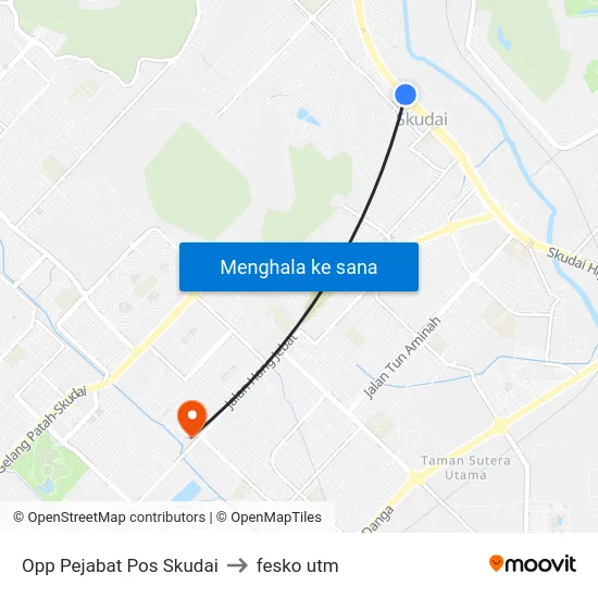Opp Pejabat Pos Skudai to fesko utm map