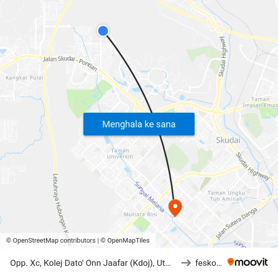 Opp. Xc, Kolej Dato' Onn Jaafar (Kdoj), Utm (No Bus Shelter) to fesko utm map
