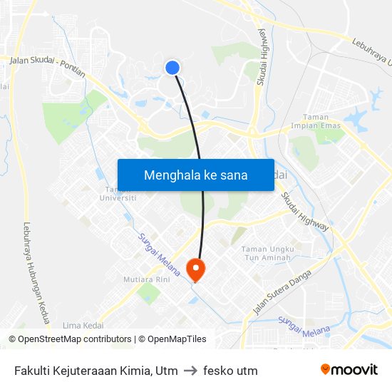 Fakulti Kejuteraaan Kimia, Utm to fesko utm map