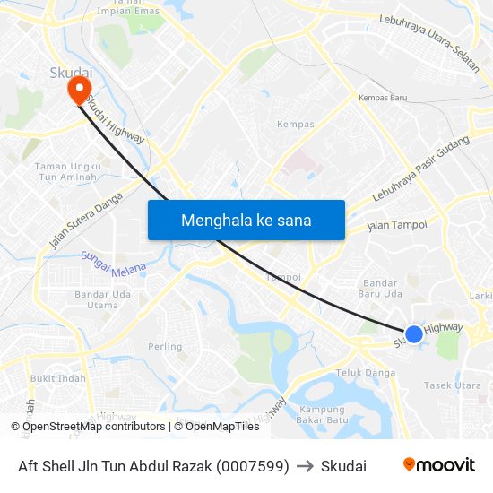 Aft Shell Jln Tun Abdul Razak (0007599) to Skudai map
