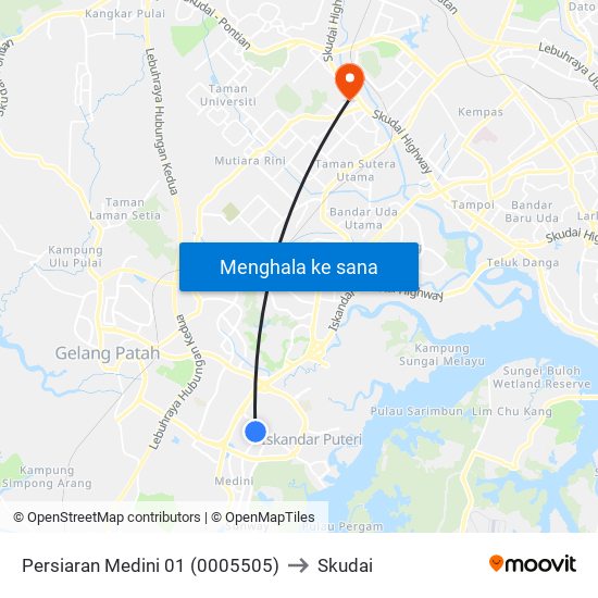 Persiaran Medini 01 (0005505) to Skudai map