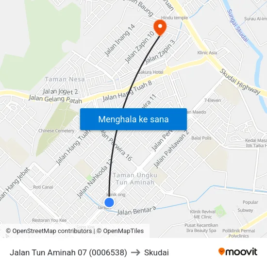 Jalan Tun Aminah 07 (0006538) to Skudai map