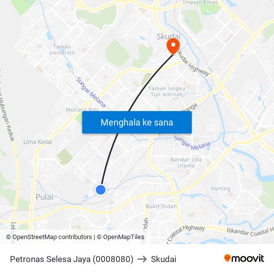 Petronas Selesa Jaya to Skudai map