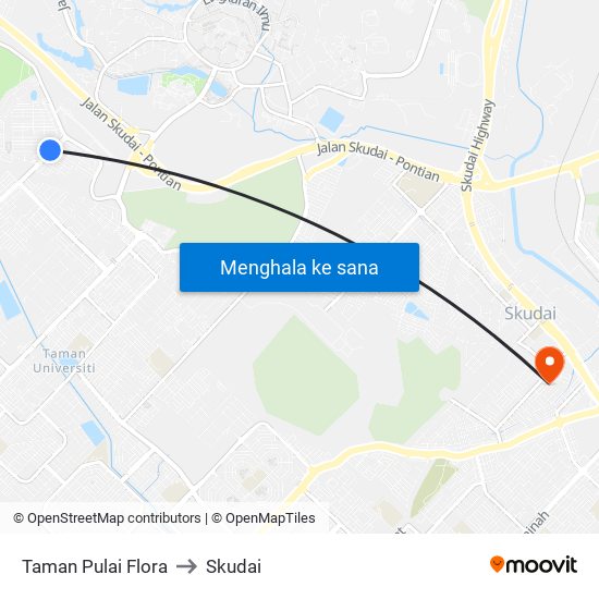 Taman Pulai Flora to Skudai map