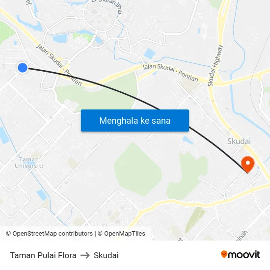 Taman Pulai Flora to Skudai map