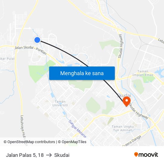 Jalan Palas 5 Taman Teratai to Skudai map