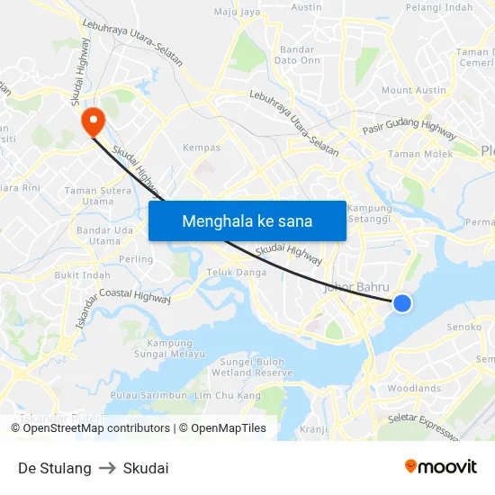 De Stulang to Skudai map