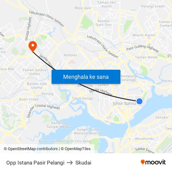 Opp Istana Pasir Pelangi to Skudai map