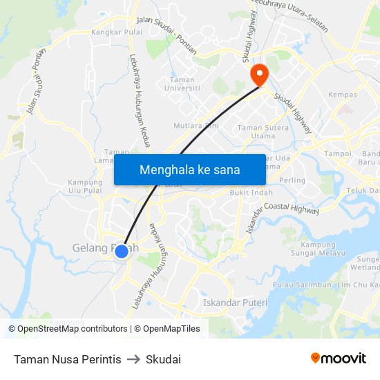 Taman Nusa Perintis to Skudai map