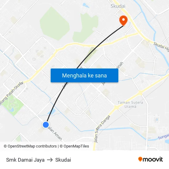 Smk Damai Jaya to Skudai map