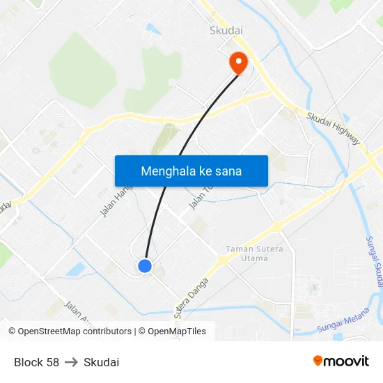 Block 58 to Skudai map