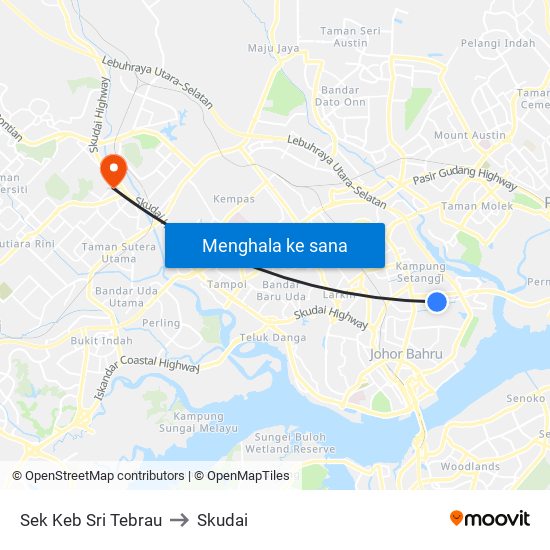 Sek Keb Sri Tebrau to Skudai map