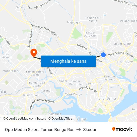 Opp Medan Selera Taman Bunga Ros to Skudai map