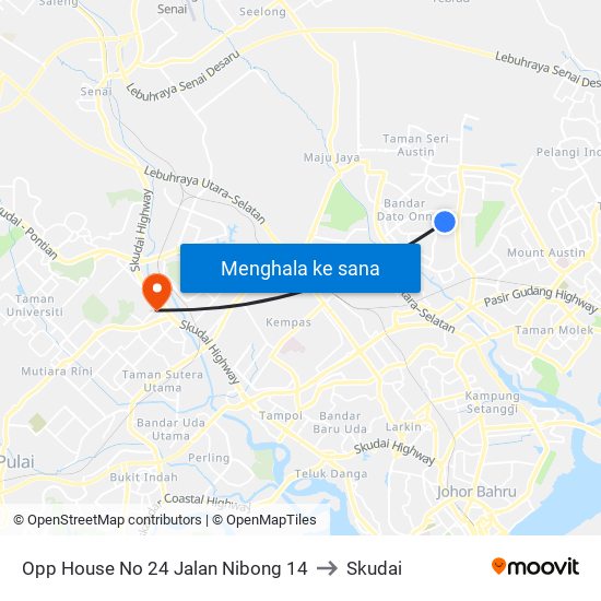 Opp House No 24 Jalan Nibong 14 to Skudai map