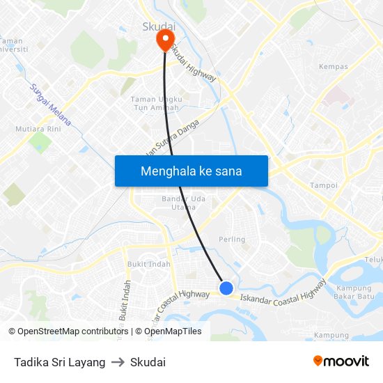 Tadika Sri Layang to Skudai map