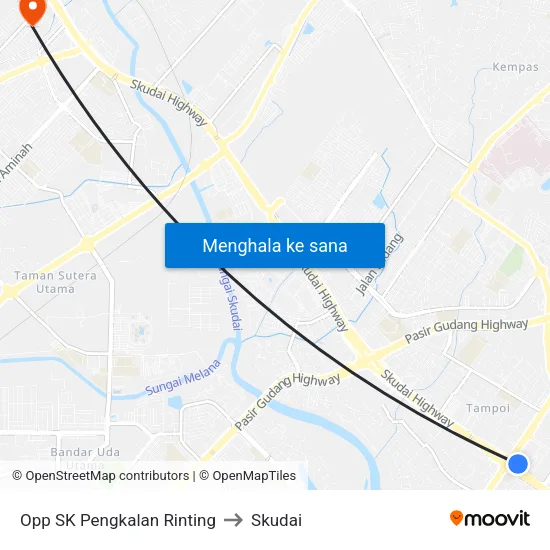 Opp SK Pengkalan Rinting to Skudai map